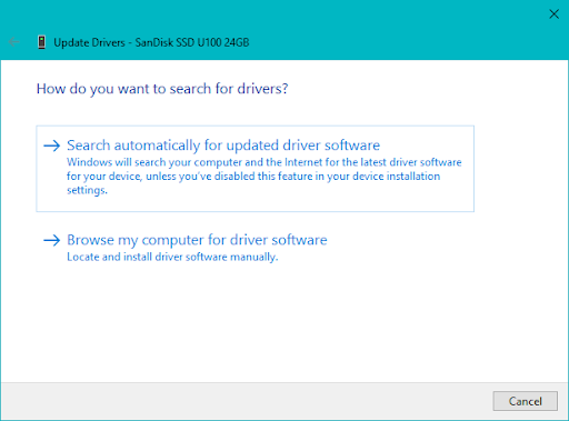 select Search automatically for updated driver software