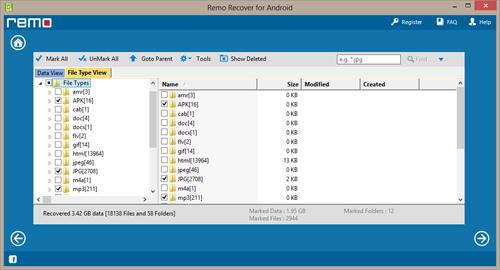 Deleted File Recovery From Samsung Galaxy Tab 2 - List of Recovered Files