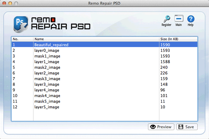 Repair PSD on Mac - Preview Repaired File