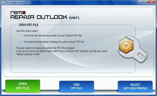 Repair Corrupt Outlook 2010 PST File - Select Action